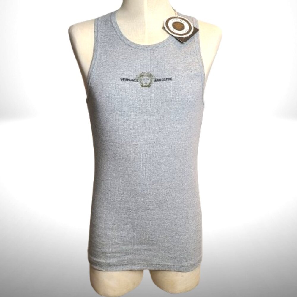Versace Jeans Couture Logo Tank Top – Gray – Size M – Made in Italy – 100% Cotto